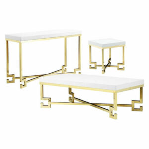 Sophia Living Room Set, White Lacquer and Gold