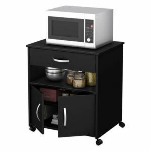 South Shore Axess Microwave Cart in Pure Black