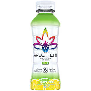 Spectrum CBD Water with B & C Vitamins and Electrolytes - 10 MG Per Bottle - Lemon Lime (12 Drinks)