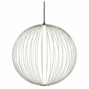 Spokes Pendant Round Small Satin Nickel, LED Lighting for Living Room