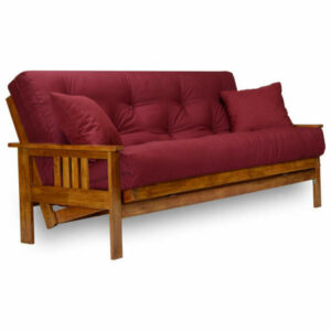 Stanford Futon Set, Frame, 8" Mattress, Burgundy, Queen