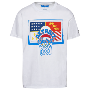 Starter Mens Starter Detroit Flag Hoop T-Shirt - Mens White/Blue Size 3XL