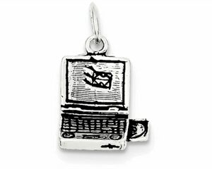 Sterling Silver Antiqued Laptop Charm