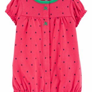 Strawberry Snap-Front Romper