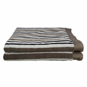 Striped 2-Piece Bath Sheet Set, Premium Long-Staple Cotton, Charcoal