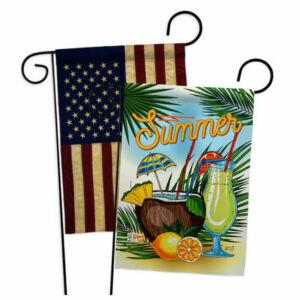 Summer Drinks Garden Flags Pack USA Vintage Applique Double-Sided 13x1