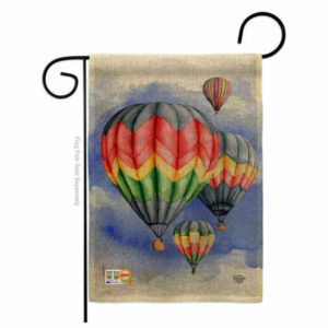 Summer Hot Air Balloon Burlap Garden Flag Double-Sided 13x18.5