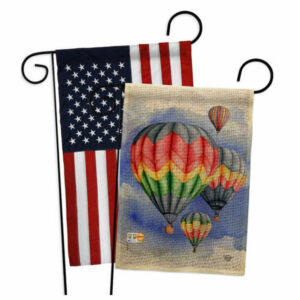 Summer Hot Air Balloon Burlap Garden Flag Pack US Applique Double-Side