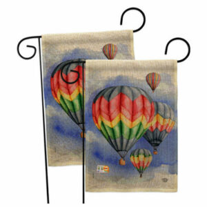 Summer Hot Air Balloon Burlap Garden Flags 2pcs Pack Double-Sided 13x1