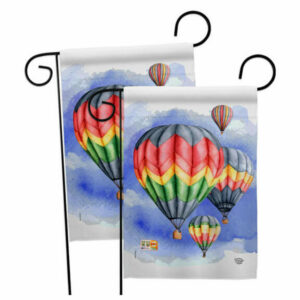 Summer Hot Air Balloon Garden Flags 2pcs Pack Double-Sided 13x18.5