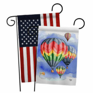 Summer Hot Air Balloon Garden Flags Pack USA Applique Double-Sided 13x