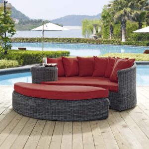 Summon Outdoor Patio Sunbrella® Daybed in Canvas Red