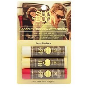 Sun Bum SPF 30 Lip Balm Coconut, Watermelon and Banana - 3.0 ea