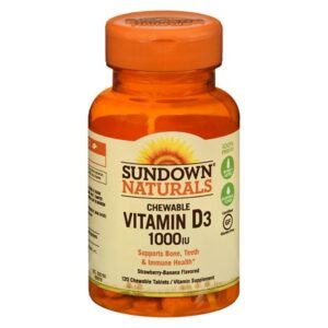 Sundown Naturals Chewable Vitamin D3 1000 IU, Tablets Strawberry-Banana - 120.0 ea