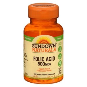 Sundown Naturals Folic Acid 800 mcg Dietary Supplement Tablets - 100.0 ea