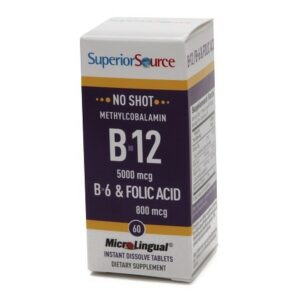 Superior Source No Shot Methyl B12 5000 mcg/B6/Folic Acid 800mcg, Dissolve Tablets - 60.0 ea