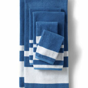 Supima Cotton Stripe Bath Towel - Lands' End - Blue