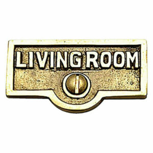 Switch Plate Tags LIVING ROOM Name Signs Labels Brass |