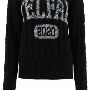 TELFAR CABLE-KNIT SWEATER WITH LOGO XS Black Wool