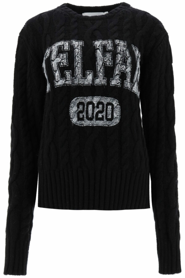 TELFAR CABLE-KNIT SWEATER WITH LOGO XS Black Wool