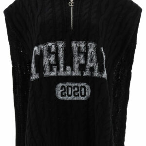 TELFAR SLEEVELESS CABLE-KNIT SWEATER XS Black Wool