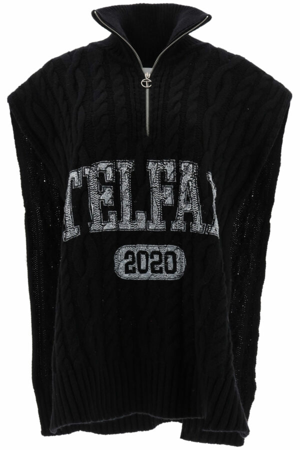 TELFAR SLEEVELESS CABLE-KNIT SWEATER XS Black Wool