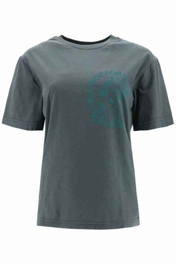 TELFAR T-SHIRT WITH LOGO S Grey, Green Cotton