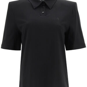 THE ATTICO ASTRID POLO SHIRT WITH LOGO EMBROIDERY 38 Black Cotton