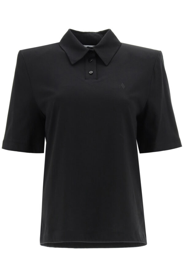 THE ATTICO ASTRID POLO SHIRT WITH LOGO EMBROIDERY 38 Black Cotton