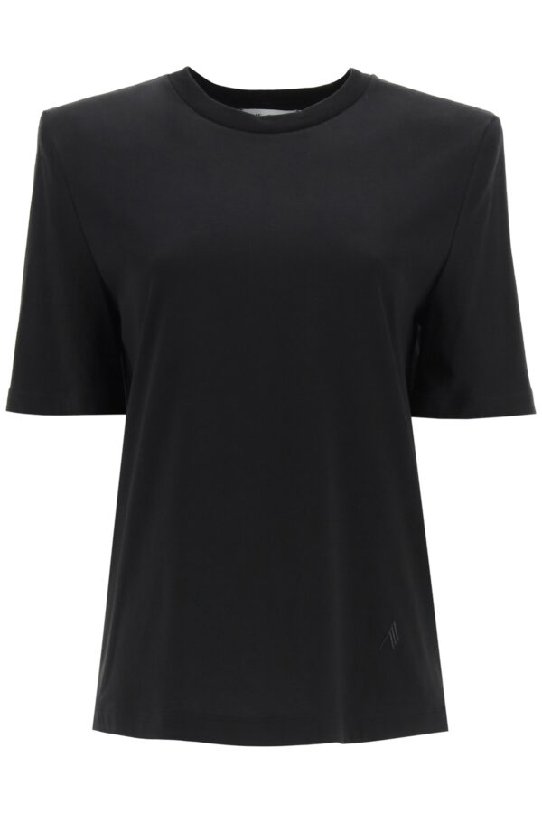 THE ATTICO BELLA T-SHIRT WITH SHOULDER STRAPS 38 Black Cotton