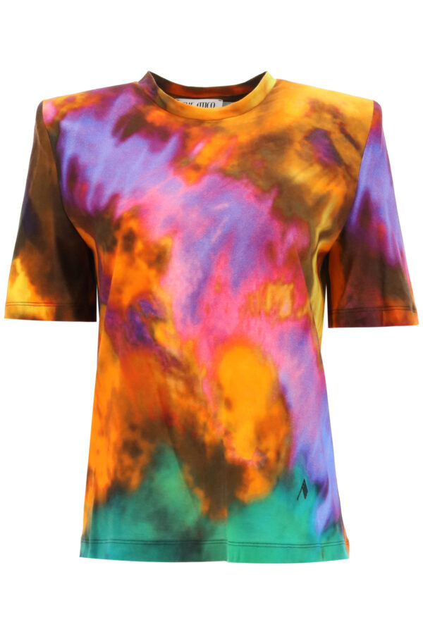 THE ATTICO BELLA TIE-DYE T-SHIRT 42 Purple, Orange, Yellow Cotton