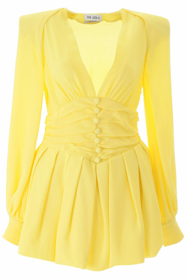 THE ATTICO CREPE MINI DRESS 42 Yellow