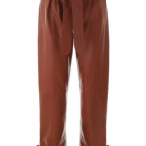 THE ATTICO LEATHER TROUSERS 40 Brown Leather