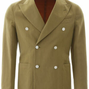 THE GIGI DOUBLE-BREASTED JACKET 46 Green Cotton, Linen