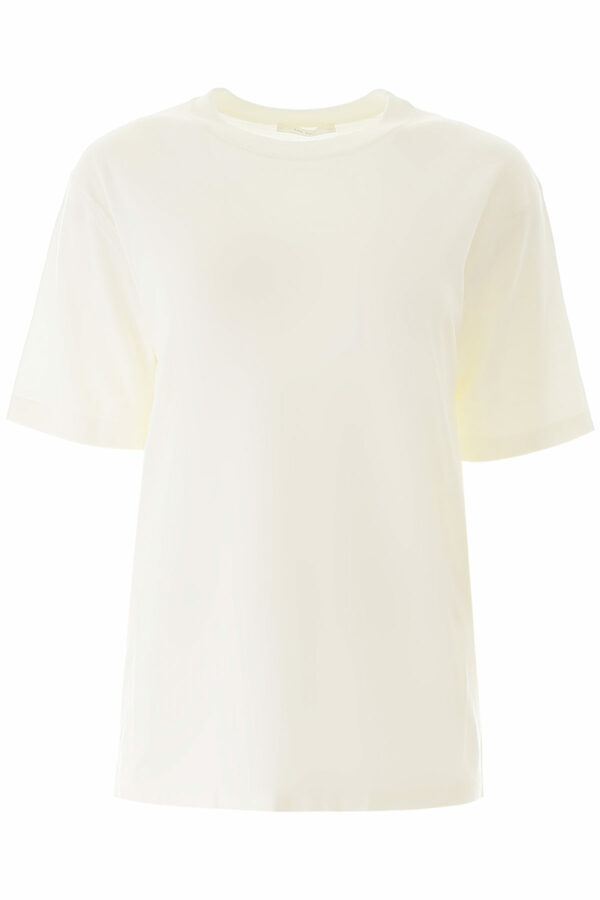 THE ROW DARCIA KNIT T-SHIRT M White Wool, Cashmere