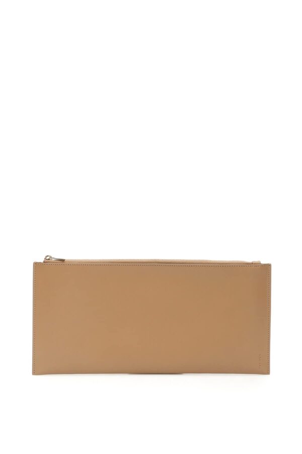 THE ROW FLAT CLUTCH OS Beige Leather