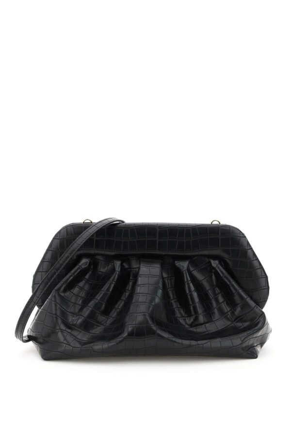 THEMOIRe BIOS CROCO VEGAN LEATHER CLUTCH OS Black