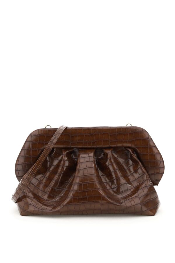 THEMOIRe BIOS CROCO VEGAN LEATHER CLUTCH OS Brown