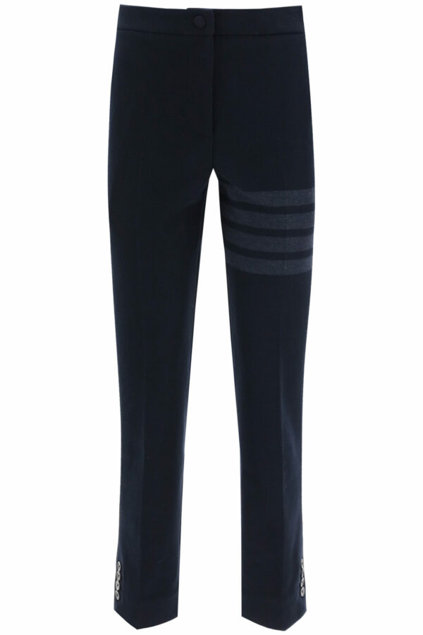 THOM BROWNE 4-BAR COTTON TROUSERS 42 Blue Cotton