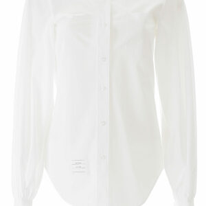 THOM BROWNE MANDARIN COLLAR SHIRT 42 White Cotton