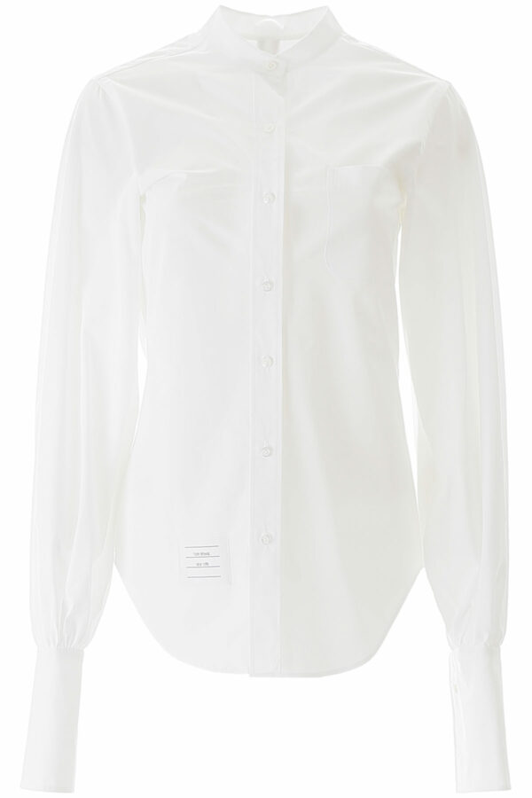 THOM BROWNE MANDARIN COLLAR SHIRT 42 White Cotton