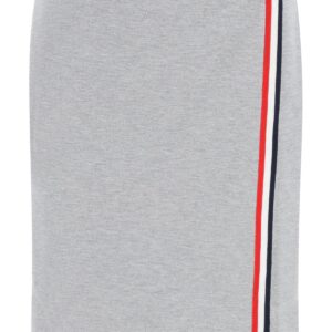 THOM BROWNE MINI SKIRT WITH TRICOLOR EDGES 42 Grey Cotton