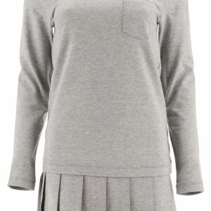 THOM BROWNE PLEATED MINI DRESS 40 Grey Cotton