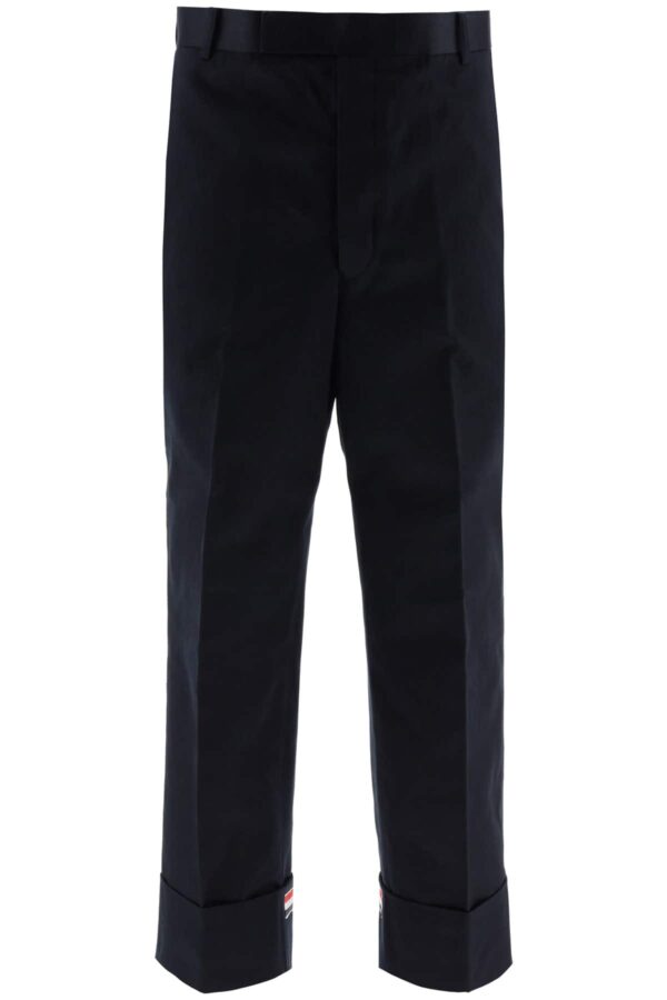 THOM BROWNE WIDE LEG TROUSERS 1 Blue Cotton