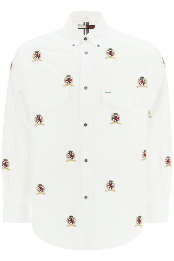 TOMMY HILFIGER COLLECTION HERITAGE SHIRT WITH THC EMBROIDERED EMBLEMS S White Cotton