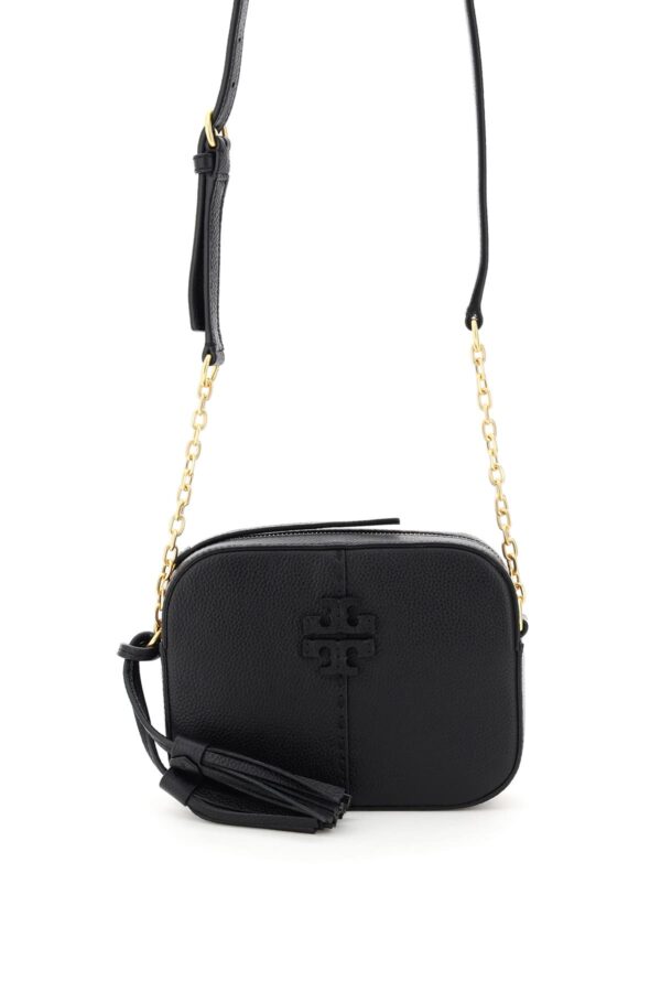 TORY BURCH MCGRAW CAMERA BAG OS Black Leather