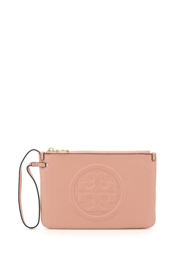 TORY BURCH PERRY BOMBE' POUCH OS Pink Leather