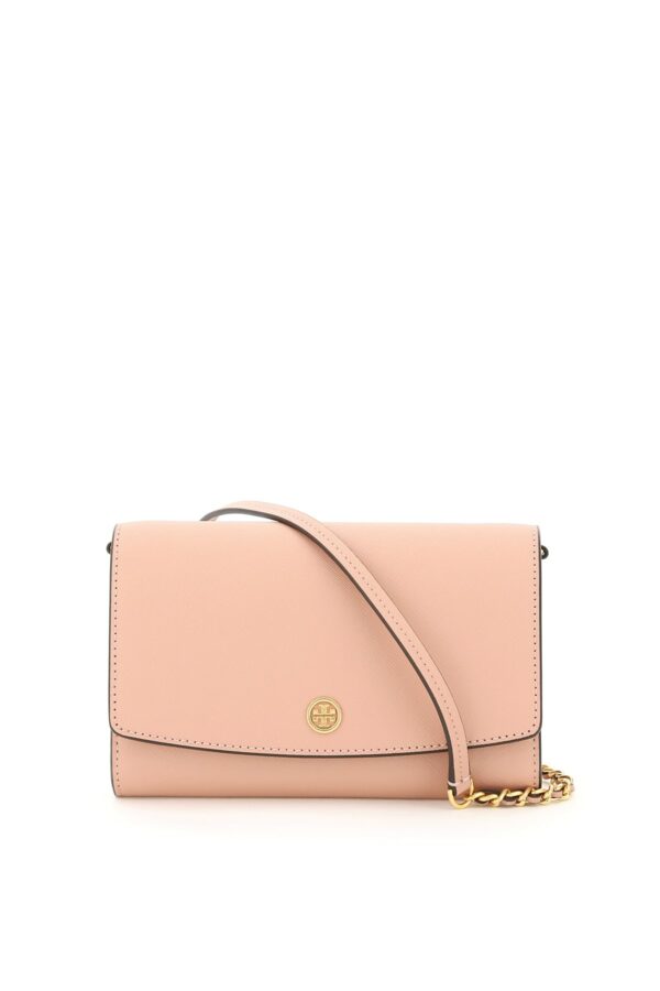TORY BURCH ROBINSON CHAIN CLUTCH OS Pink Leather