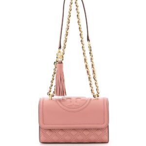 TORY BURCH SMALL FLEMING BAG OS Pink Leather