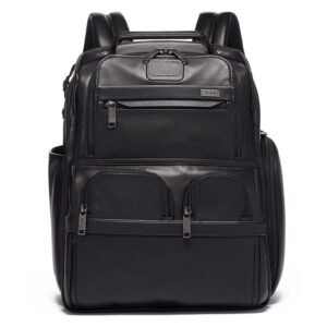 TUMI Alpha 3 Black Leather Compact Laptop Brief Pack